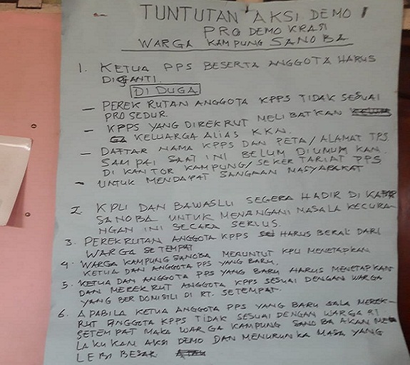 Warga Tuntut Ketua & Anggota PPS di Kampung Sanoba Diganti