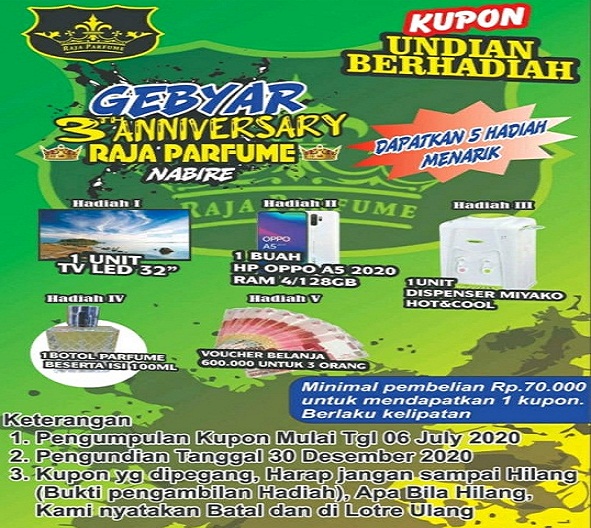 Gebyar Undian 3th Anniversary Raja Parfume Oyehe Nabire, Ini Pemenangnya