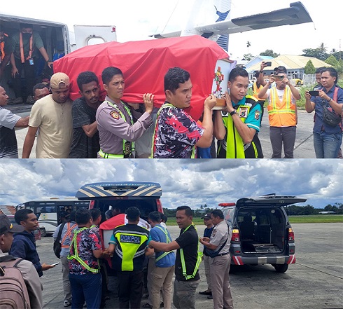 Dua Anggota TNI-Polri yang Gugur Saat Pengamanan Sholat Tarawih di Puncak Jaya, Diterbangkan ke Jayapura