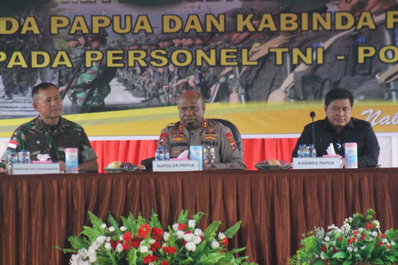 Tatap Muka Kapolda Papua dengan TNI dalam Menyambut Pesta Demokrasi 2024 di Kabupaten Nabire