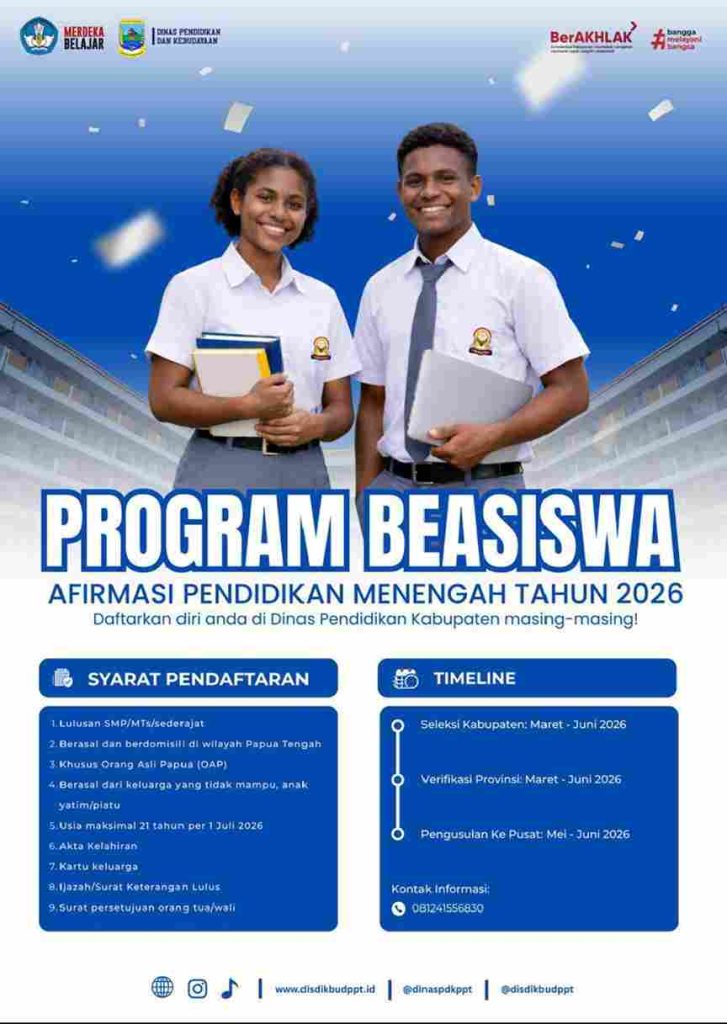 (Beasiswa Afirmasi Papua Tengah Tahun 2026)
