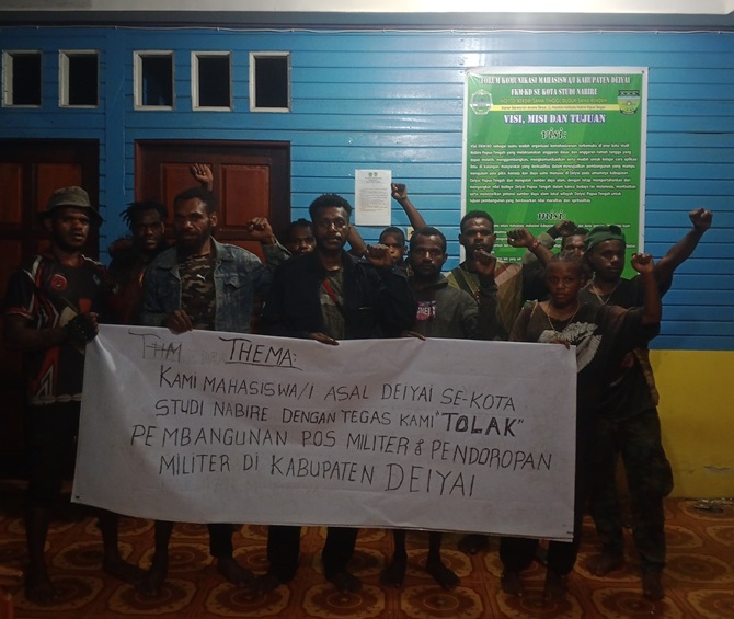 (Mahasiswa Deiyai di Nabire Tolak Penambahan Pos TNI, Desak Perlindungan Warga Sipil)