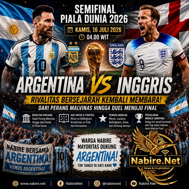 (Dukungan Warga Nabire Mengalir untuk Argentina, Mampukah The Three Lions Runtuhkan Dominasi Tim Tango?)