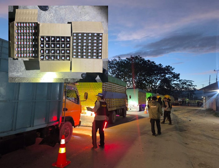 (Polres Dogiyai Sita 3 Karton Miras dalam Razia Dini Hari)