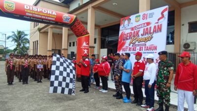 (38 Regu Ramaikan Lomba Gerak Jalan Kreasi HUT ke-81 RI di Mimika)
