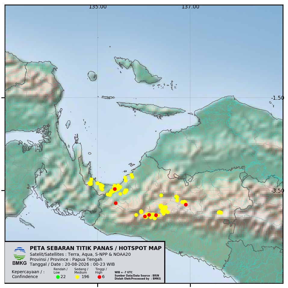 (Meningkat! 512 Hotspot Terdeteksi di Papua Tengah, Nabire Capai 279 Titik)