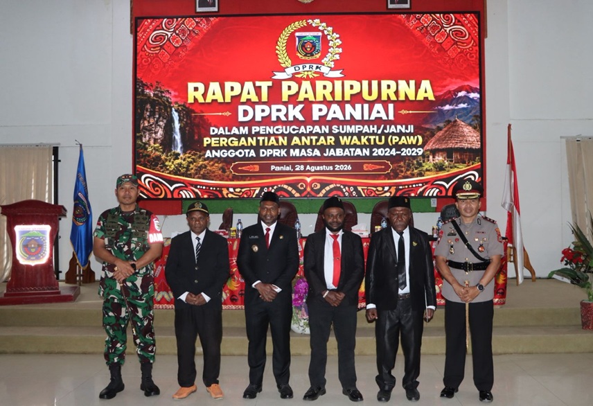 (Stepanus Mote Resmi Dilantik, Polres Paniai Pastikan Pelantikan PAW Anggota DPRK Berjalan Aman)