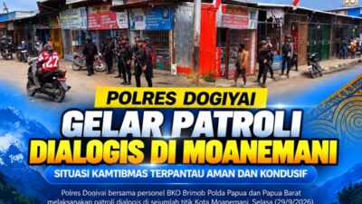 (Jaga Keamanan Wilayah, Polres Dogiyai Intensifkan Patroli Dialogis di Moanemani)