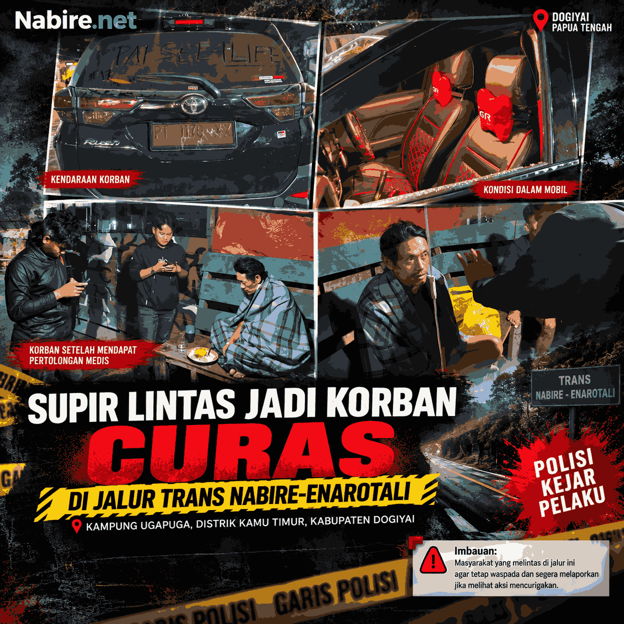 Supir Lintas Jadi Korban Curas di Jalur Trans Nabire-Enarotali, Polisi Kejar Pelaku