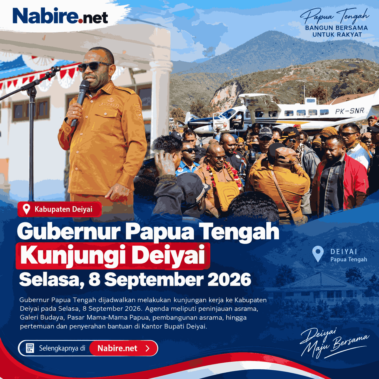 Gubernur Papua Tengah ke Deiyai 8 September, Ini Rangkaian Agendanya