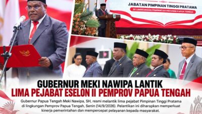 (Gubernur Meki Nawipa Lantik Lima Pejabat Strategis, Ini Daftar dan Jabatan Barunya)