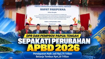 (APBD Perubahan Papua Tengah 2026 Disepakati, Belanja Naik Jadi Rp4,18 Triliun)