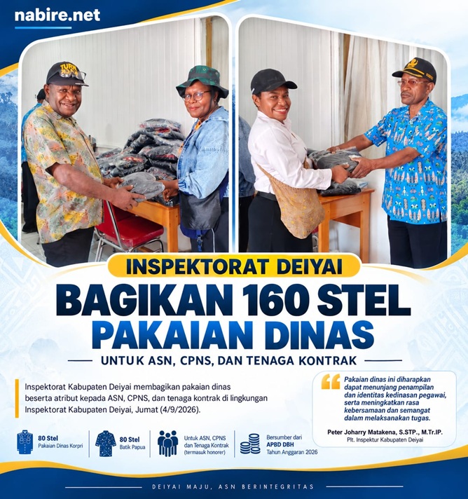 (Inspektorat Deiyai Bagikan 160 Stel Pakaian Dinas untuk ASN dan Tenaga Kontrak)