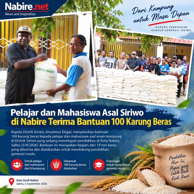 (Pelajar dan Mahasiswa Asal Siriwo di Nabire Terima Bantuan 100 Karung Beras)