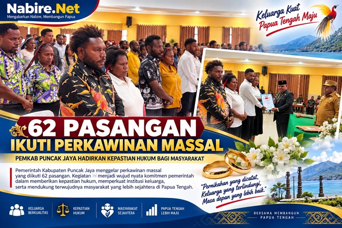 (62 Pasangan Ikuti Perkawinan Massal, Pemkab Puncak Jaya Hadirkan Kepastian Hukum)