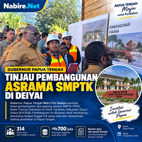 (Gubernur Meki Nawipa Tinjau Asrama SMPTK di Deiyai, Pemprov Kucurkan Rp700 Juta Lebih)