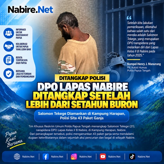 (Kabur dari Lapas Nabire Sejak 2025, Salomon Tekege Akhirnya Ditangkap)