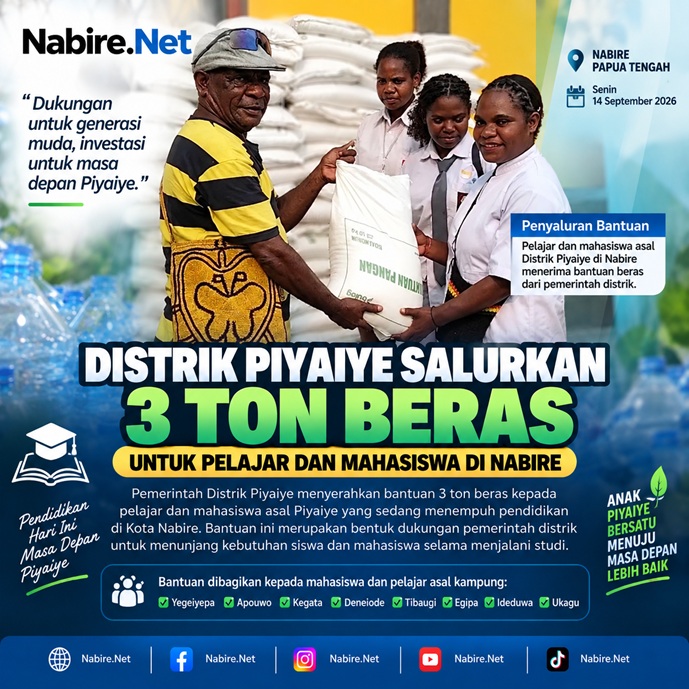(Dukung Pendidikan Anak Daerah, Distrik Piyaiye Salurkan 3 Ton Beras di Nabire)