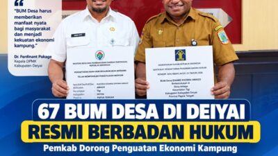 (67 BUM Desa di Deiyai Resmi Berbadan Hukum, Perkuat Ekonomi Kampung)