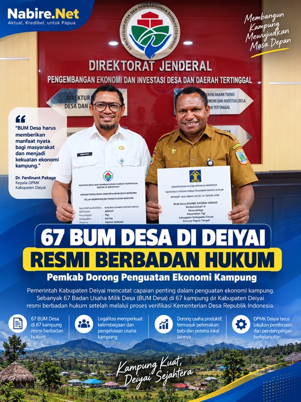 (67 BUM Desa di Deiyai Resmi Berbadan Hukum, Perkuat Ekonomi Kampung)