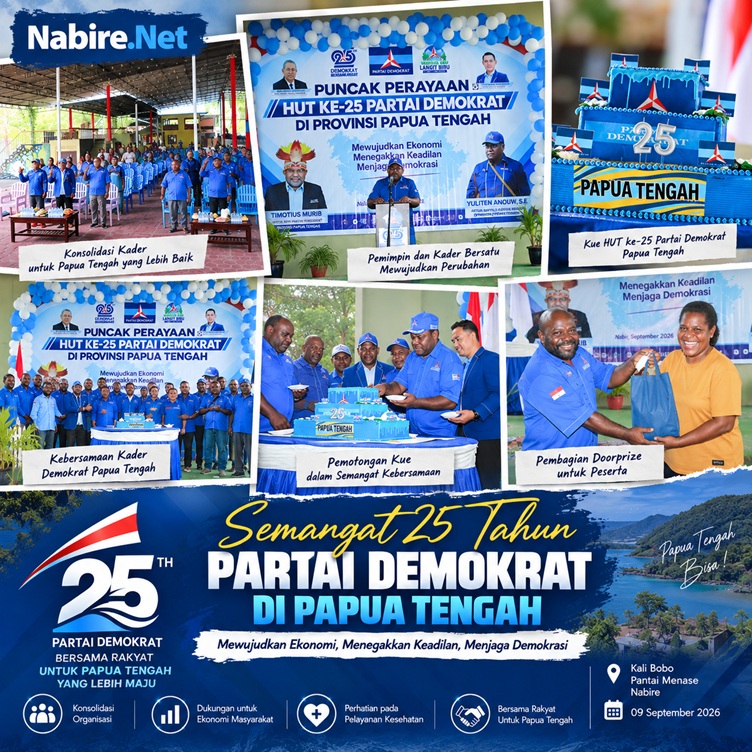 (HUT ke-25 Demokrat Papua Tengah di Nabire, Konsolidasi 2029 Mulai Digaungkan)