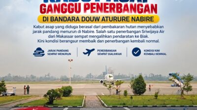 (Kabut Asap Ganggu Penerbangan di Nabire, Pesawat Sriwijaya Air Divert ke Biak)
