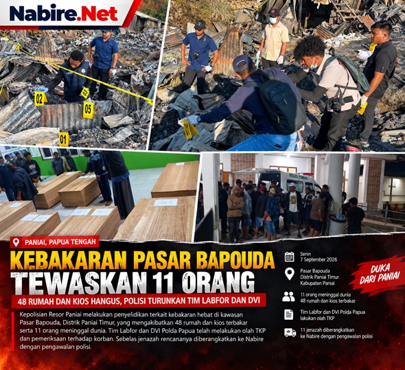 (Polisi Turunkan Tim Labfor dan DVI Selidiki Kebakaran Paniai, 11 Korban Tewas Dibawa ke Nabire)