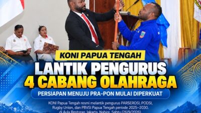 (KONI Papua Tengah Lantik Pengurus 4 Cabor, Persiapan Menuju Pra-PON Mulai Diperkuat)