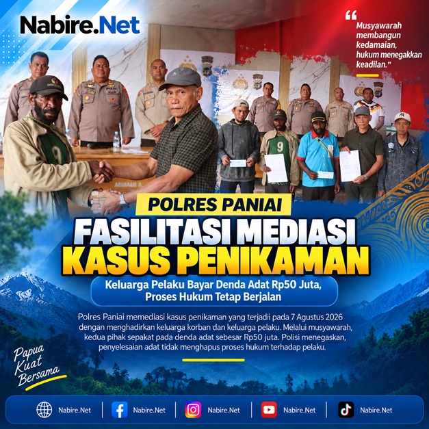 (Polres Paniai Mediasi Kasus Penikaman, Keluarga Pelaku Bayar Denda Adat Rp50 Juta)