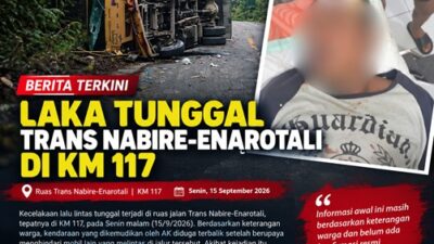 (Laka Tunggal Trans Nabire-Enarotali di KM 1117, Sopir Terluka Saat Hindari Mobil)