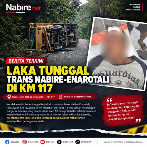 (Laka Tunggal Trans Nabire-Enarotali di KM 1117, Sopir Terluka Saat Hindari Mobil)