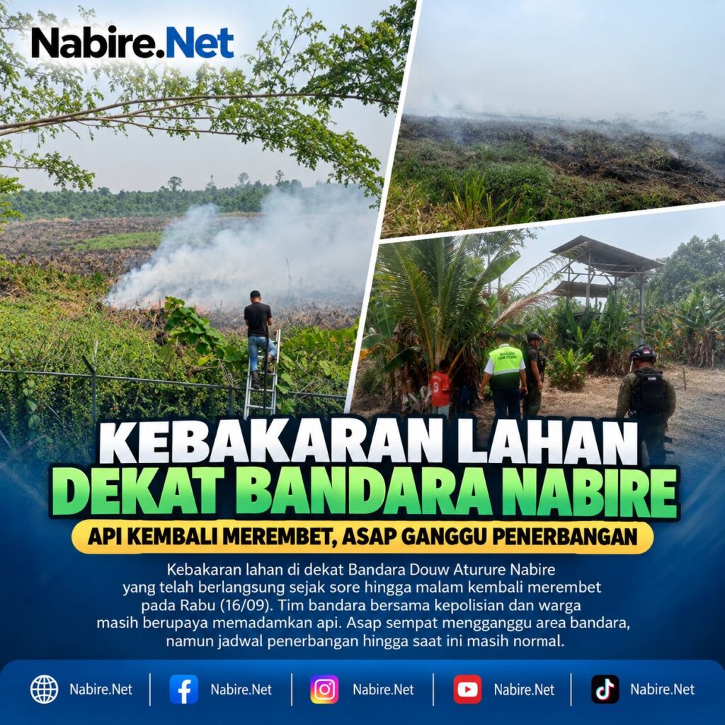 (Kebakaran Lahan Dekat Bandara Nabire Kembali Merembet, Asap Ganggu Penerbangan)