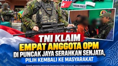 (TNI Klaim Empat Anggota OPM di Puncak Jaya Serahkan Senjata, Pilih Kembali ke Masyarakat)