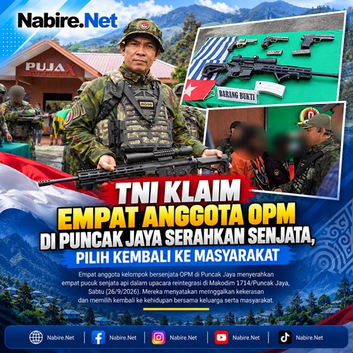 (TNI Klaim Empat Anggota OPM di Puncak Jaya Serahkan Senjata, Pilih Kembali ke Masyarakat)