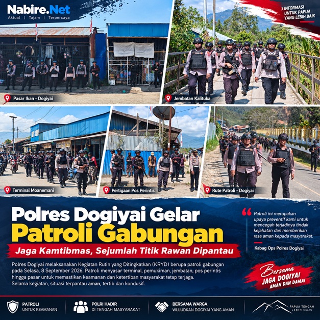 (Polres Dogiyai Gelar Patroli Gabungan, Sejumlah Titik Rawan Dipantau)