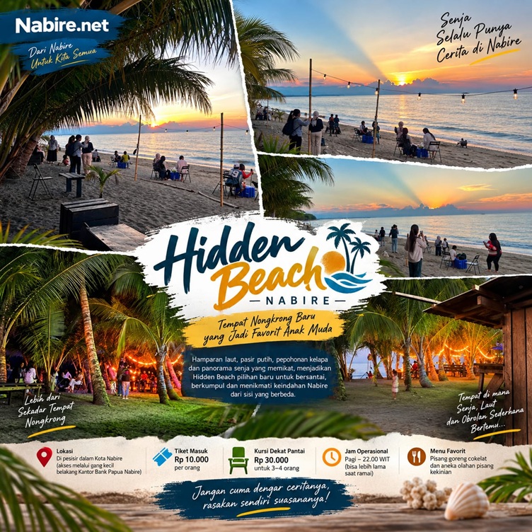 (Tak Perlu Keluar Kota, Hidden Beach Nabire Tawarkan Pesona Senja di Tepi Laut)
