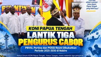(Ketua KONI Papua Tengah Lantik Pengurus PBVSI, Pertina dan POSSI Periode 2025-2030)