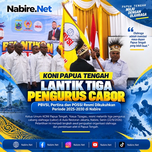 Ketua KONI Papua Tengah Lantik Pengurus PBVSI, Pertina dan POSSI Periode 2025-2030