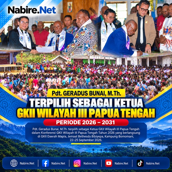 (Pdt. Geradus Bunai Terpilih Jadi Ketua GKII Wilayah III Papua Tengah Periode 2026–2031)