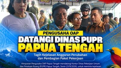 (Pengusaha OAP Datangi Dinas PUPR Papua Tengah, Tagih Kejelasan Anggaran Perubahan)