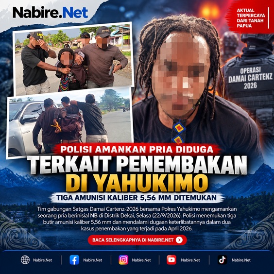 (Kasus Penembakan Yahukimo: Polisi Amankan NB dan Sita Tiga Amunisi Kaliber 5,56)