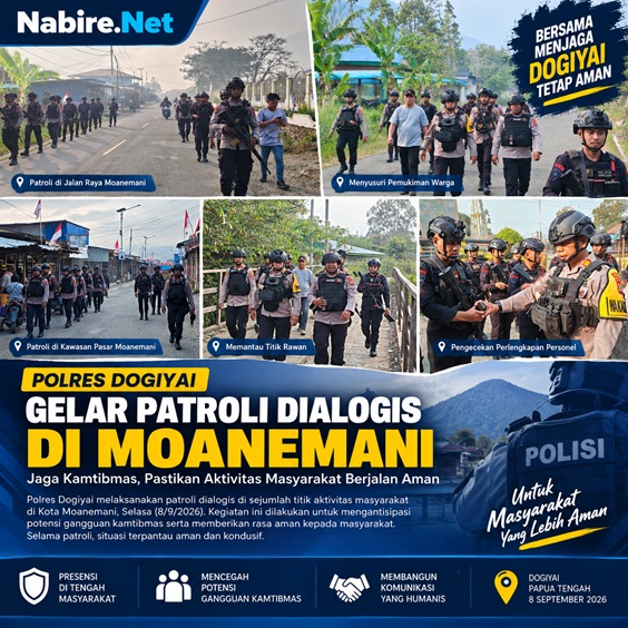 (Polres Dogiyai Gelar Patroli Dialogis di Moanemani, Kamtibmas Dipastikan Kondusif)