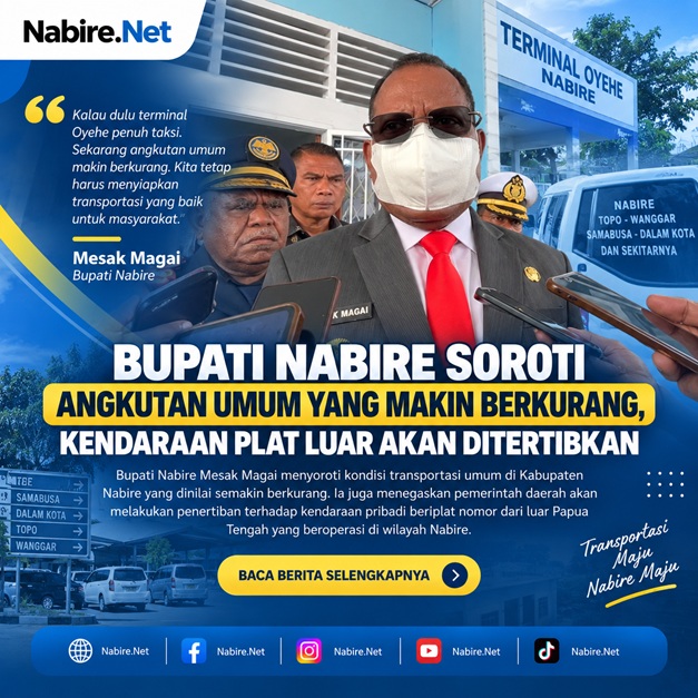 Hari Perhubungan Nasional, Bupati Nabire Soroti Menurunnya Angkutan Umum