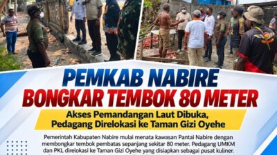 (Pemkab Nabire Bongkar Tembok Taman Gizi, Akses Pemandangan Laut Dibuka)