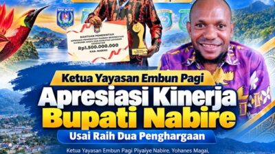 (Ketua Yayasan Embun Pagi Apresiasi Kinerja Bupati Nabire Usai Raih Dua Penghargaan)