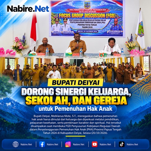 (Bupati Deiyai Dorong Sinergi Keluarga, Sekolah, dan Gereja untuk Pemenuhan Hak Anak)