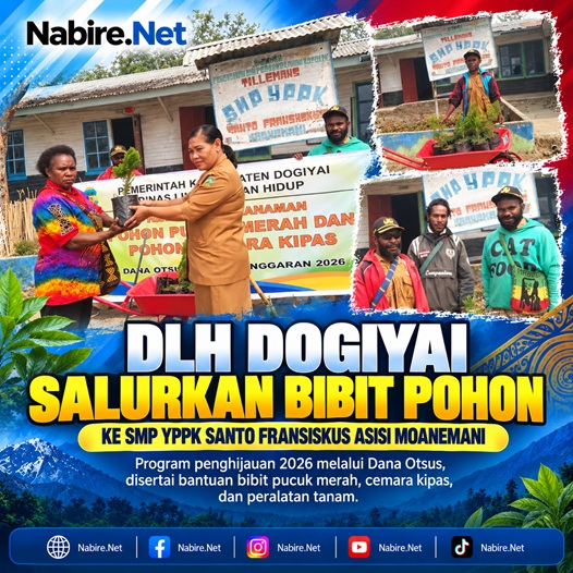 (DLH Dogiyai Salurkan Bibit Pohon ke SMP YPPK Santo Fransiskus Asisi Moanemani)