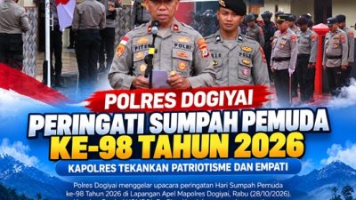 (Polres Dogiyai Peringati Sumpah Pemuda ke-98, Kapolres Tekankan Patriotisme dan Empati)