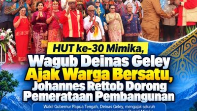 (HUT ke-30 Mimika, Wagub Deinas Geley Ajak Warga Bersatu, Johannes Rettob Dorong Pemerataan Pembangunan)