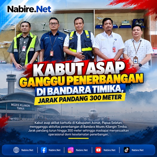 (Kabut Asap Ganggu Penerbangan di Bandara Timika, Jarak Pandang 300 Meter)